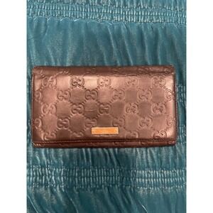 Gucci Black Guccissima‎ Leather Continental Wallet Snap Closure